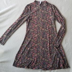 Mock neck floral long sleeve dress